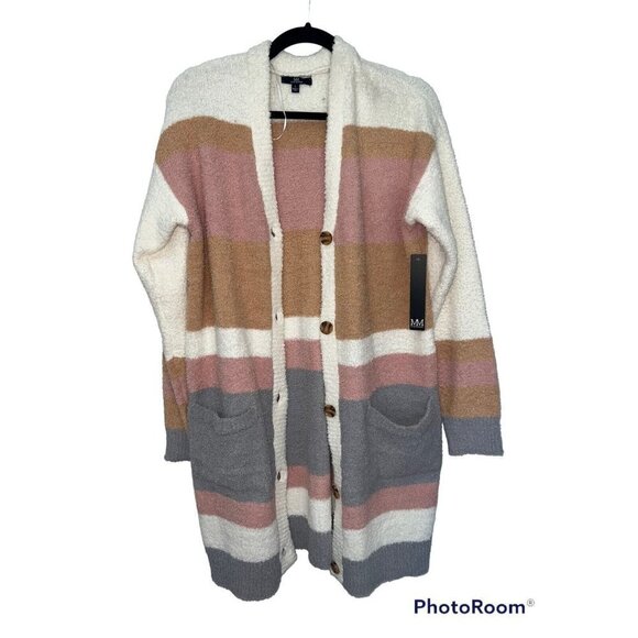 Mm by Michelle Cardigan sweater Women Large Knit Multicolor Long Sleeve Soft D1 - Picture 1 of 4